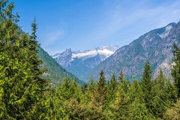 An overlooking view of nature in North Cascades NP, Washington