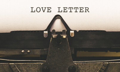 Love Letter headline written on vintage type writer from 1920s