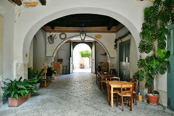 Entrance arch of an ancient palace in Sant'Agata de 'Goti, a medieval village in the province of Benevento in Campania, Italy.