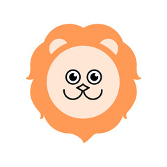 Fototapeta premium 2D illustration of Cute Lion Head logo for print, card, banner, web, video etc.