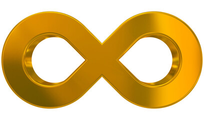 Infinity symbol 3d golden isolated on white background - 3d rendering