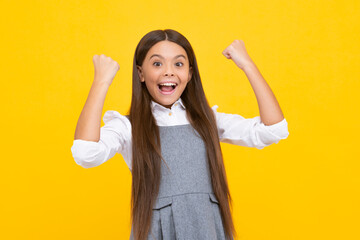 Amazed teen girl. Excited expression, cheerful and glad. Joy, victory, celebration and excitement...