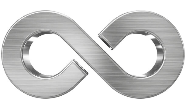 Infinity symbol 3d brushed metal isolated on white background - 3d rendering
