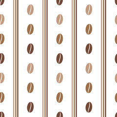 Coffee striped flat seamless pattern in brown colors