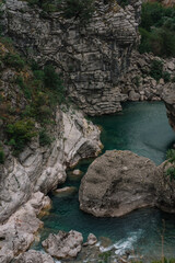 Fototapeta na wymiar valley of the mountain river Moraca in Montenegro