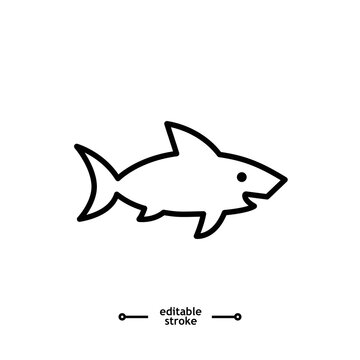 Shark icon. Sea dangerous predator. Angry animal vector, sign, symbol, logo, illustration, editable stroke, flat design style isolated on white linear
