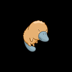 Platypus in kawaii style, cute cartoon character
