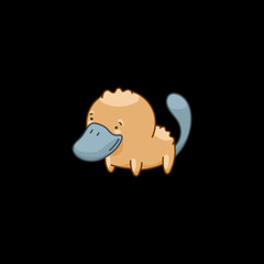 Platypus in kawaii style, cute cartoon character
