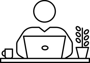 Work from home icon, freelancer business. Remote job, co-working space symbols. Vector work from home line illustration isolated on white background
