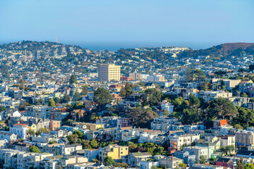 Urban residential area with dense houses in San Francisco, CA