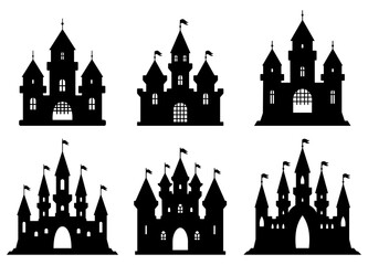 Obraz premium Halloween castles. Scary gothic houses. Black silhouettes