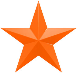 Christmas Star orange - 5 point star - isolated on white - 3d rendering