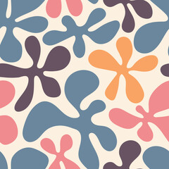 Seamless bright abstract pattern in the form of blots in warm palette.

