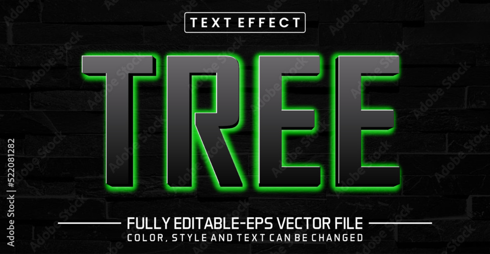 Poster tree glowing yellow light background text effect. editable text effect