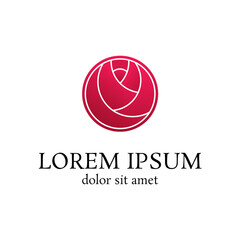 pink red circle rose vector logo design template, beauty icon, curve floral abstract sign, vector illustration