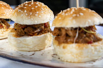 Mini Hamburgers on a plate 