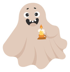 sticker Ghost with candle. Halloween