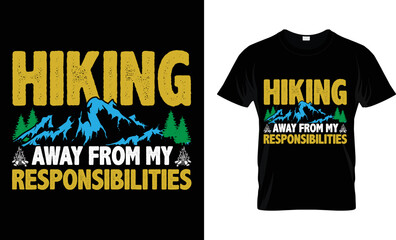 Hiking typography t_shirt vector design template