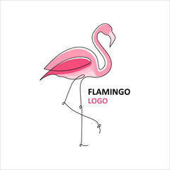 Pink flamigo bird vector illustration logo design
