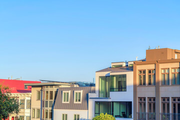 Fototapeta na wymiar Row of traditional and modern house buildings at San Francisco, California