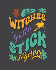 Fototapeta premium Vintage Halloween T-shirt design, groovy t-shirt design, retro groovy t-shirt design