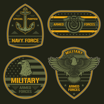 Military USA set label colorful