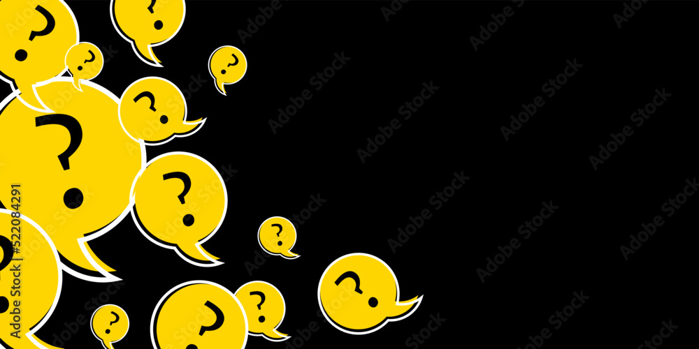 Poster speech bubbles with question marks on black background. abstract vector illustration. eps 10