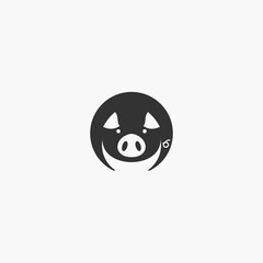 pig logo icon design vector