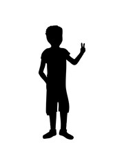 Silhouette kleiner Junge Peace 
