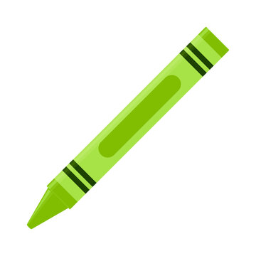 Education and Work - School and Office Supply - Light Green Crayon Isolated on White Background