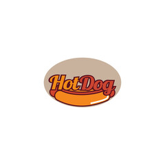 Hot dog logo badge with retro design style
