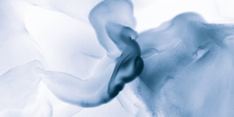 transparent abstract watercolor painting blue and green smoke with canvas texture