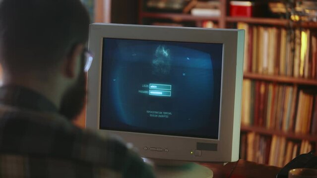 IT guy entering admin password on old pc, fails to log in system, data security