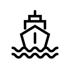 Ship and ocean waves. Shipping industry. Vector.