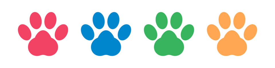 Fototapeta na wymiar Animal paw icon set. Paw prints of cats and dogs. Vector.