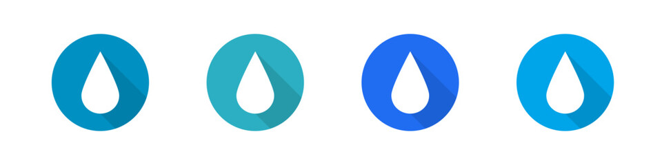 Water drop icon set with shadow. Vector.