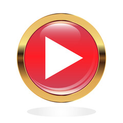 Play icon on red glossy button