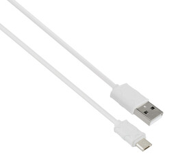 cable with USB and micro USB connector, on white background
