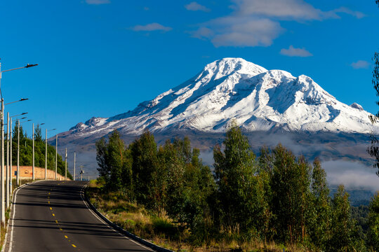 beautiful view of the chimborazo volcano in ecuador