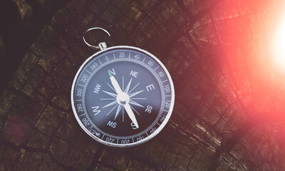 Travel and navigation. Determination of cardinal points by compass.