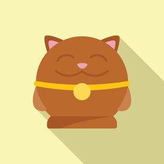 Charm lucky cat icon flat vector. Neko japan