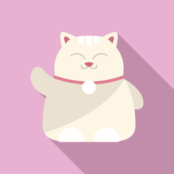 Asia lucky cat icon flat vector. Japan luck