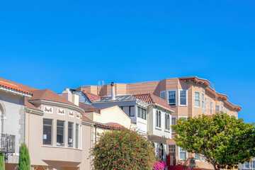 Fototapeta na wymiar Row of mediterranean houses and apartment building at San Francisco, California