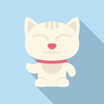 Luck cat icon flat vector. Maneki japan