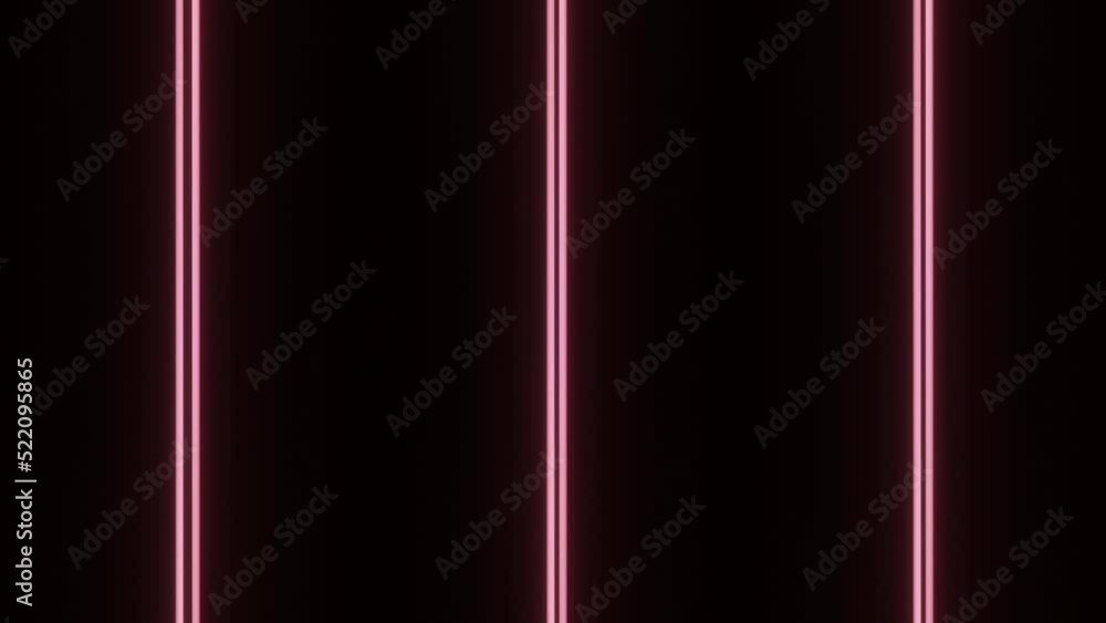 Poster vertical colorful glowing neon lines vj looping loop on black background. motion graphics.