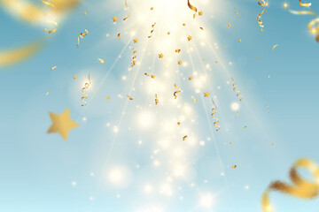Obraz na płótnie Canvas Vector illustration of falling confetti on a transparent background. 