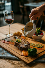 grilled meat with vegetables