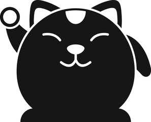 Lucky cat animal icon simple vector. Japan neko