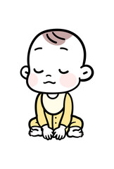 お座りする赤ちゃんの表情　ベクターイラスト素材