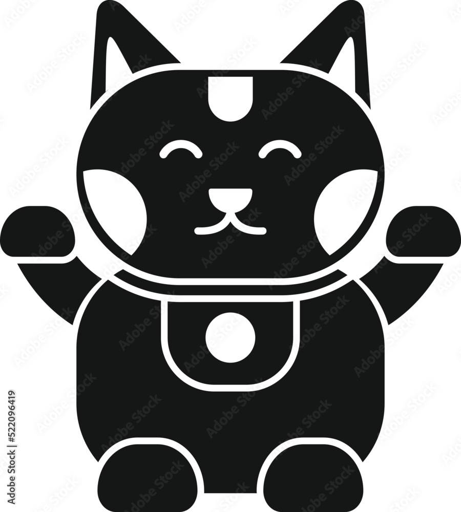 Wall mural funny lucky cat icon simple vector. japan fortune